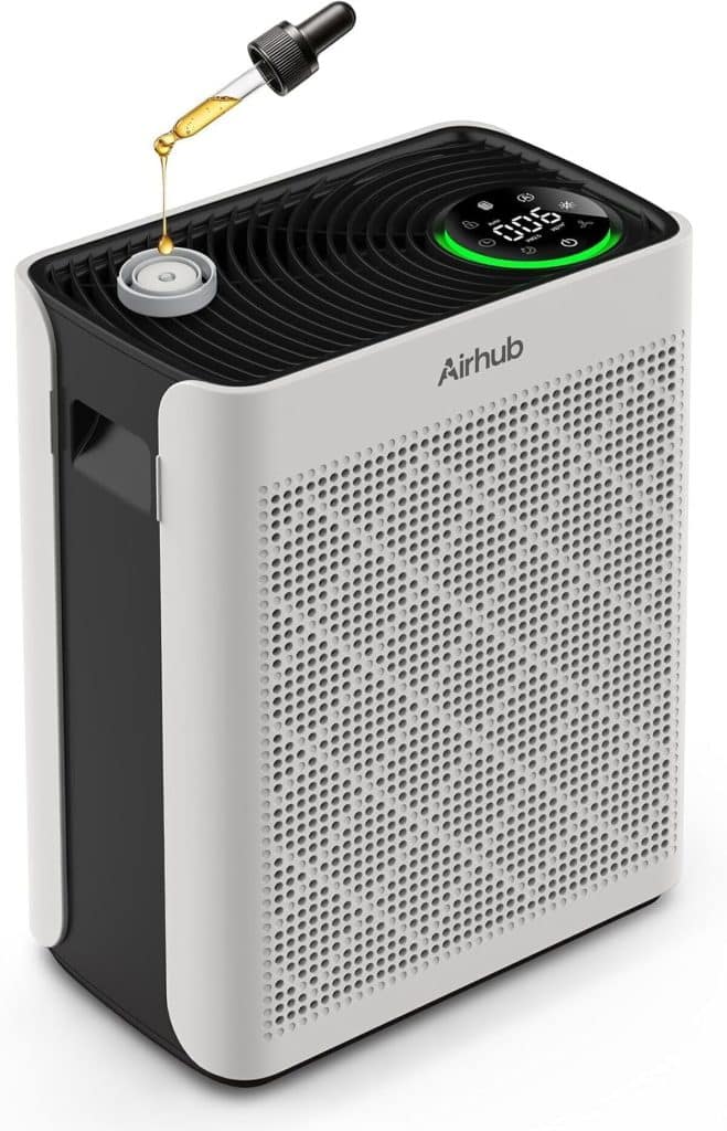 Test du purificateur d'air AirHub 300 m² avec moniteur PM 2, 5
