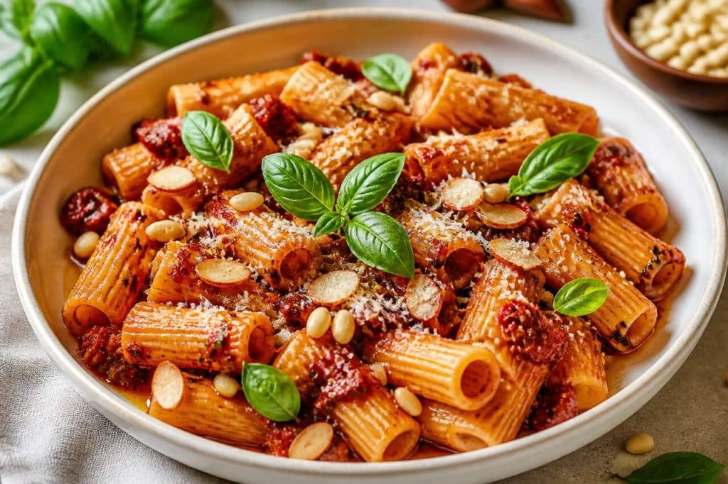 Rigatoni au pesto rosso : la recette facile et savoureuse