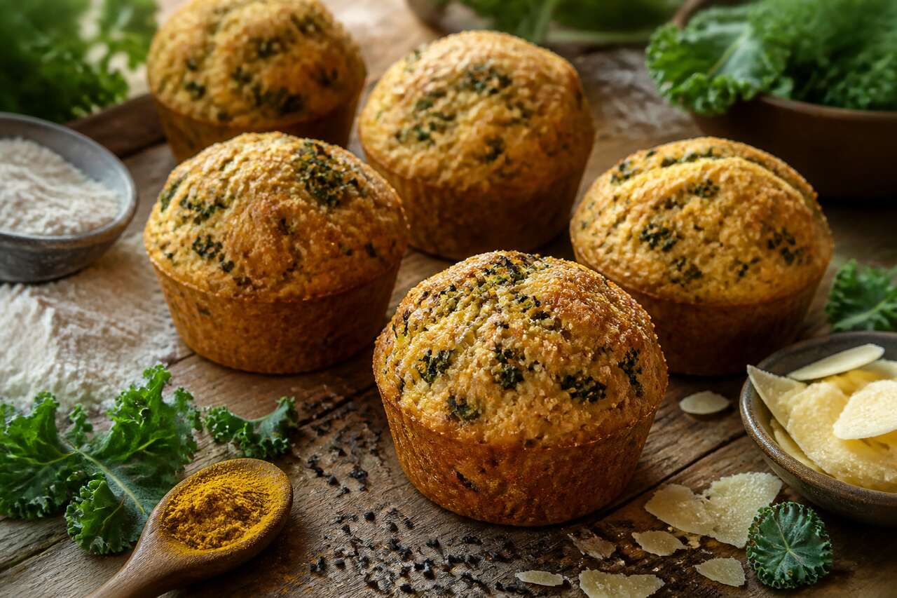 Recette de muffins au chou kale et curry