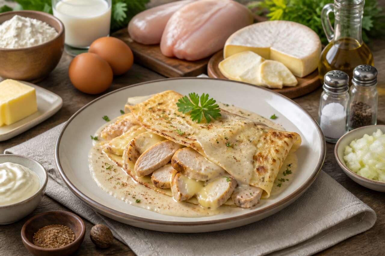 Recette de crêpe farcie au poulet et reblochon