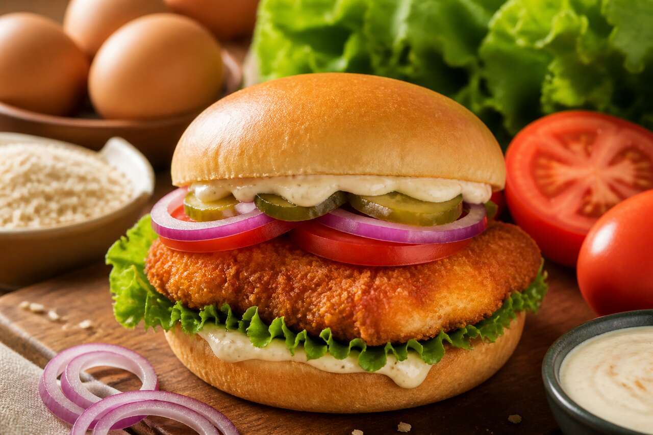 Recette du burger au poulet pané et sauce blanche maison