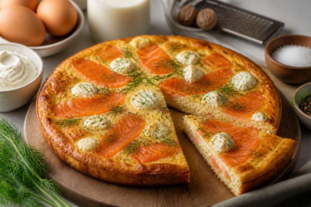 Recette de quiche sans pâte au saumon et chèvre
