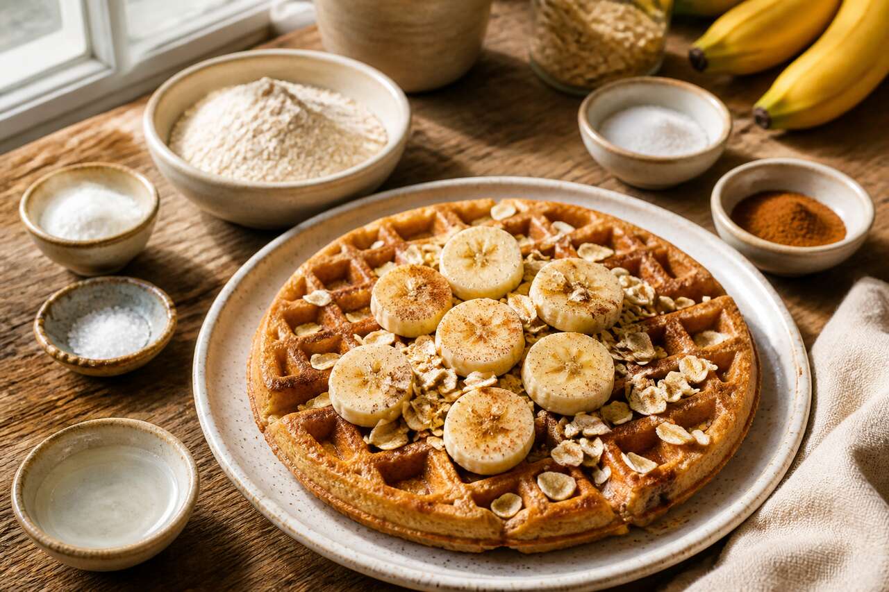 Recette de gaufre moelleuse à la banane et à l'avoine