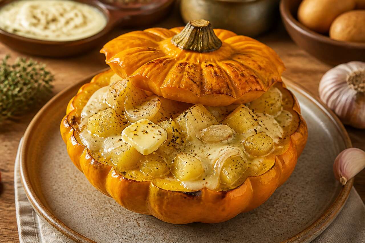 Recette de pâtisson farci aux pommes de terre et fromage