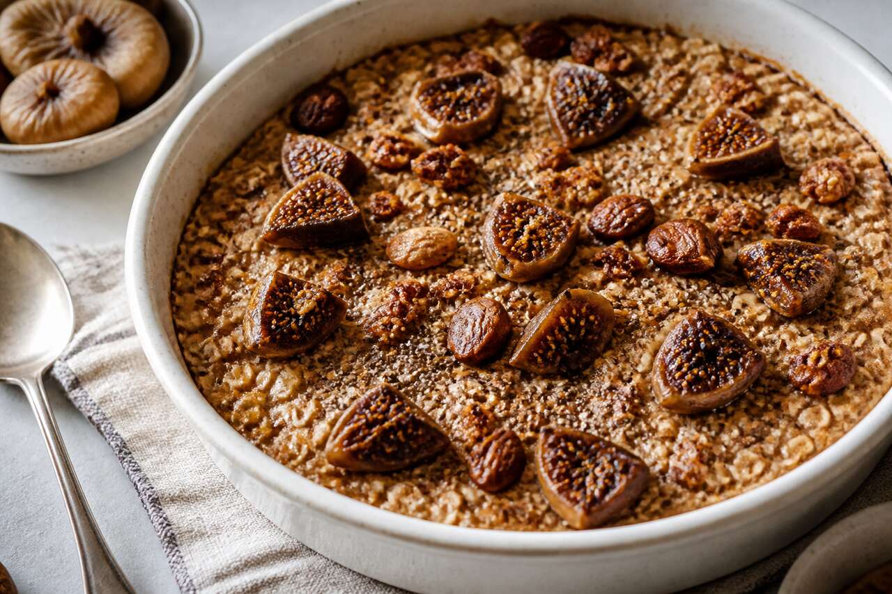 Recette de porridge au four aux figues et granola