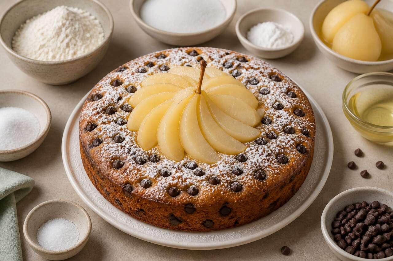 Recette de gâteau aux poires et pépites de chocolat