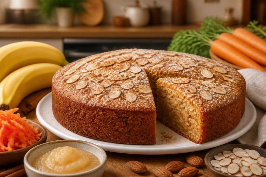 Recette du cake banane, carotte et amandes