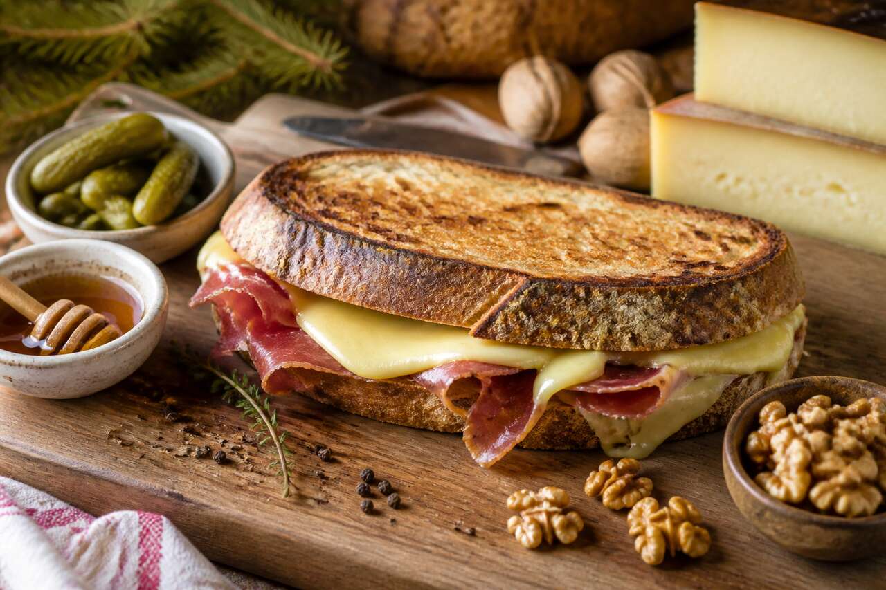 Recette de sandwich à la tomme et au jambon sec