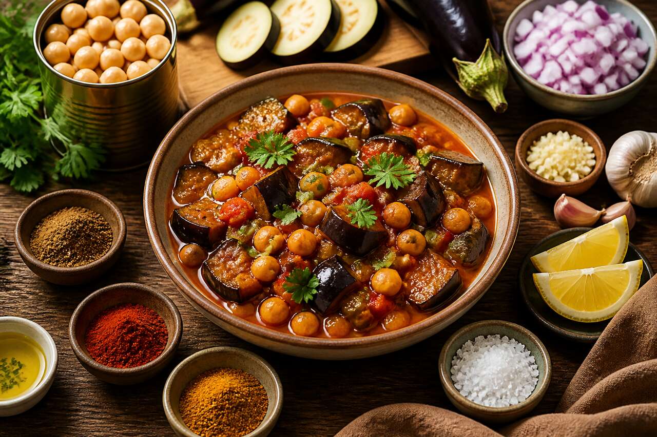 Recette de ragoût de pois chiches et aubergine healthy