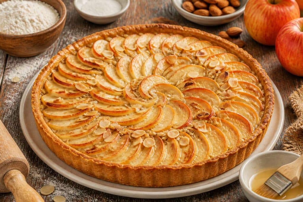 Recette de tarte sablée aux pommes et aux amandes