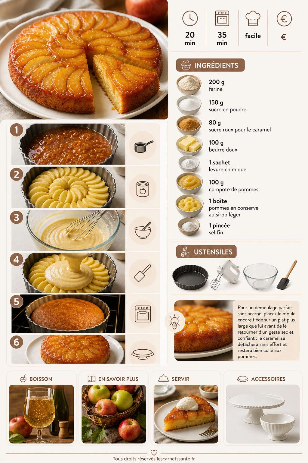 Fiche recette Recette du g&acirc;teau renvers&eacute; aux pommes ultra moelleux