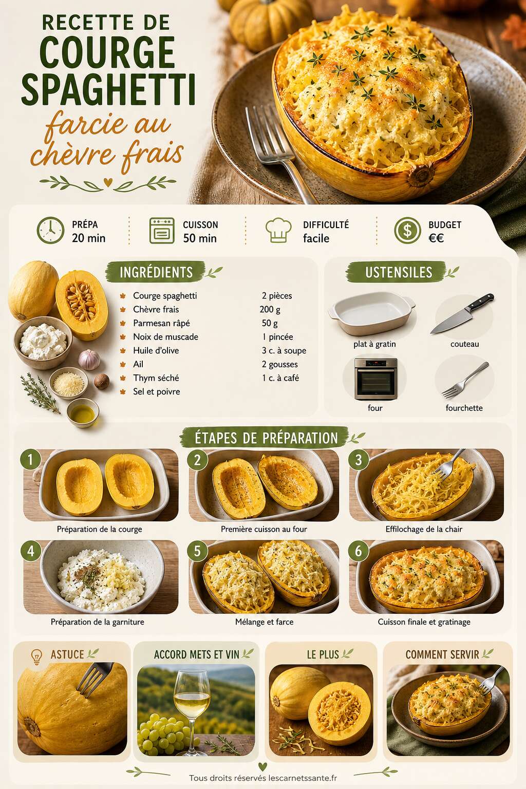 Fiche recette Recette de courge spaghetti farcie au chèvre frais Fiche recette Recette de courge spaghetti farcie au chèvre frais