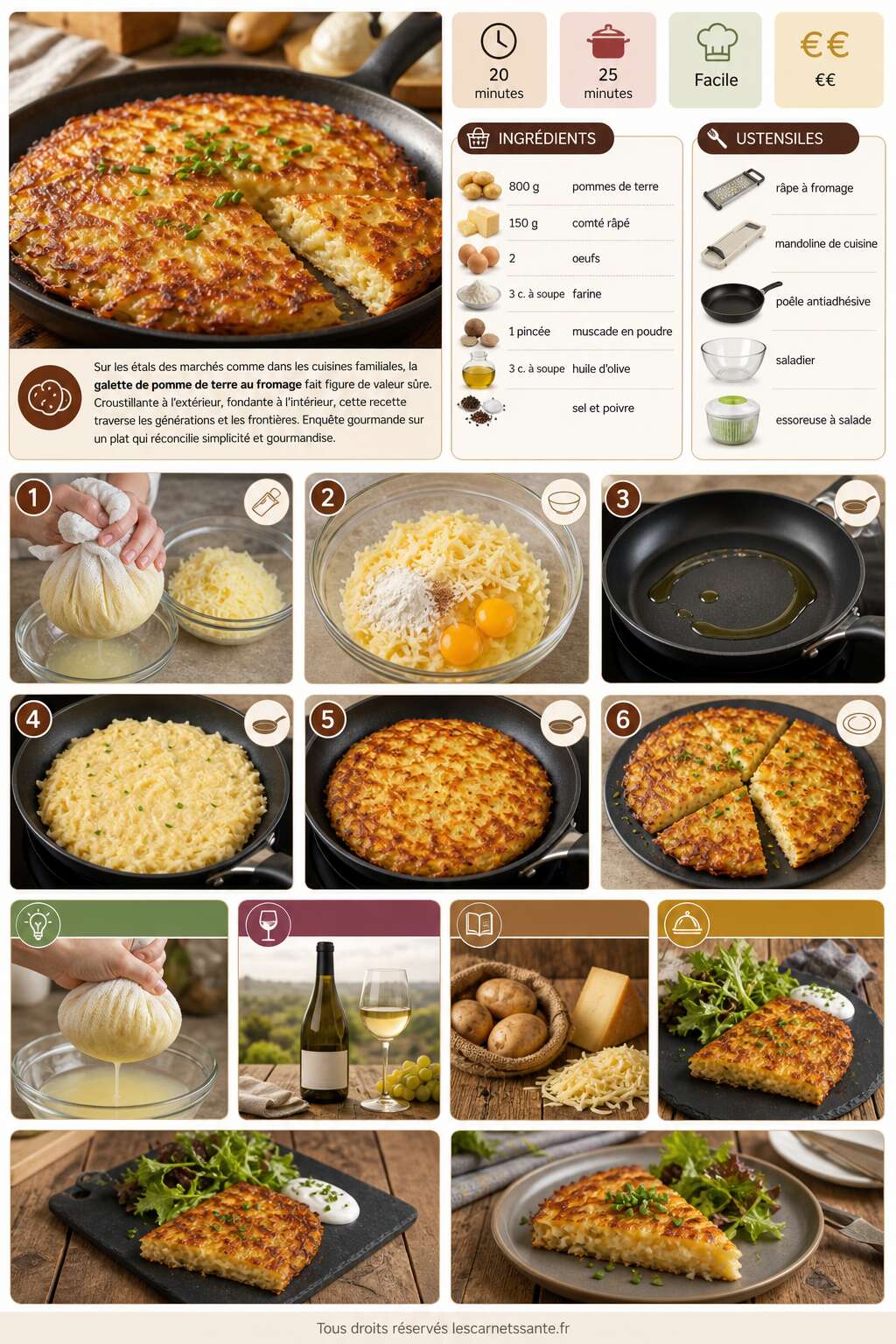 Fiche recette Recette de galette de pomme de terre au fromage Fiche recette Recette de galette de pomme de terre au fromage