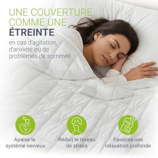 Découvrez notre test détaillé de la couverture lestée thérapeutique Juskys 135x200 9 kg : efficacité, confort et qualité pour améliorer votre sommeil.
