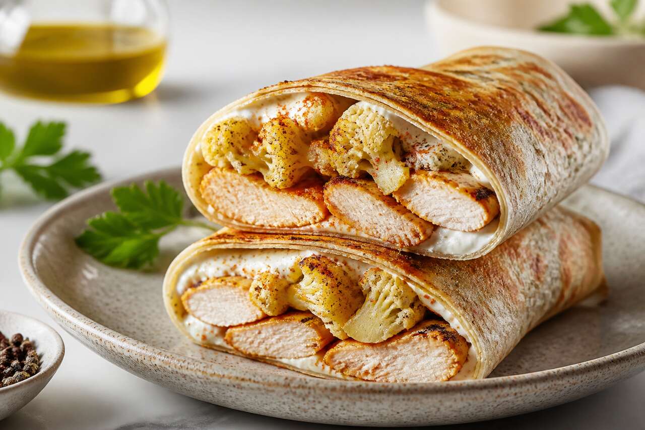 Recette de wrap au poulet et chou-fleur au grille-pain
