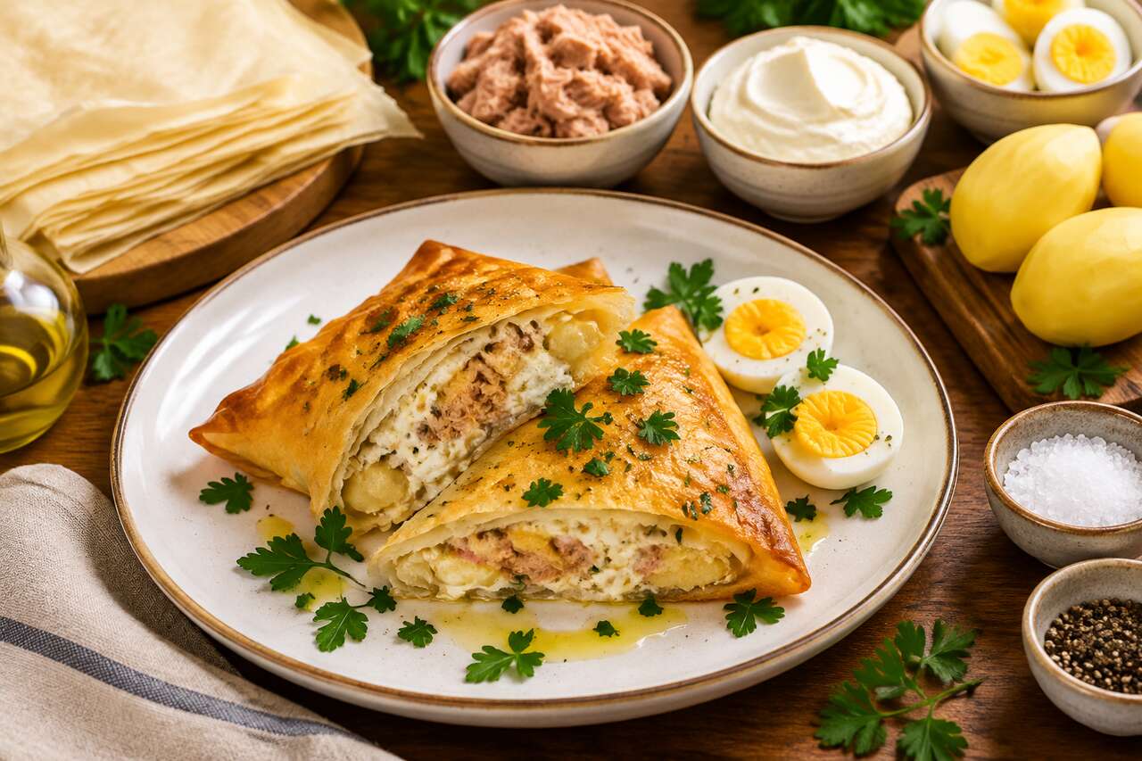 Recette de brick au thon, pomme de terre et fromage frais