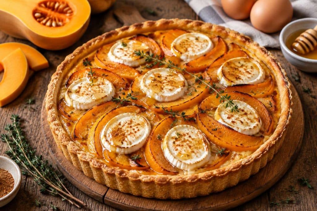 Recette de tarte au butternut et chèvre facile et gourmande