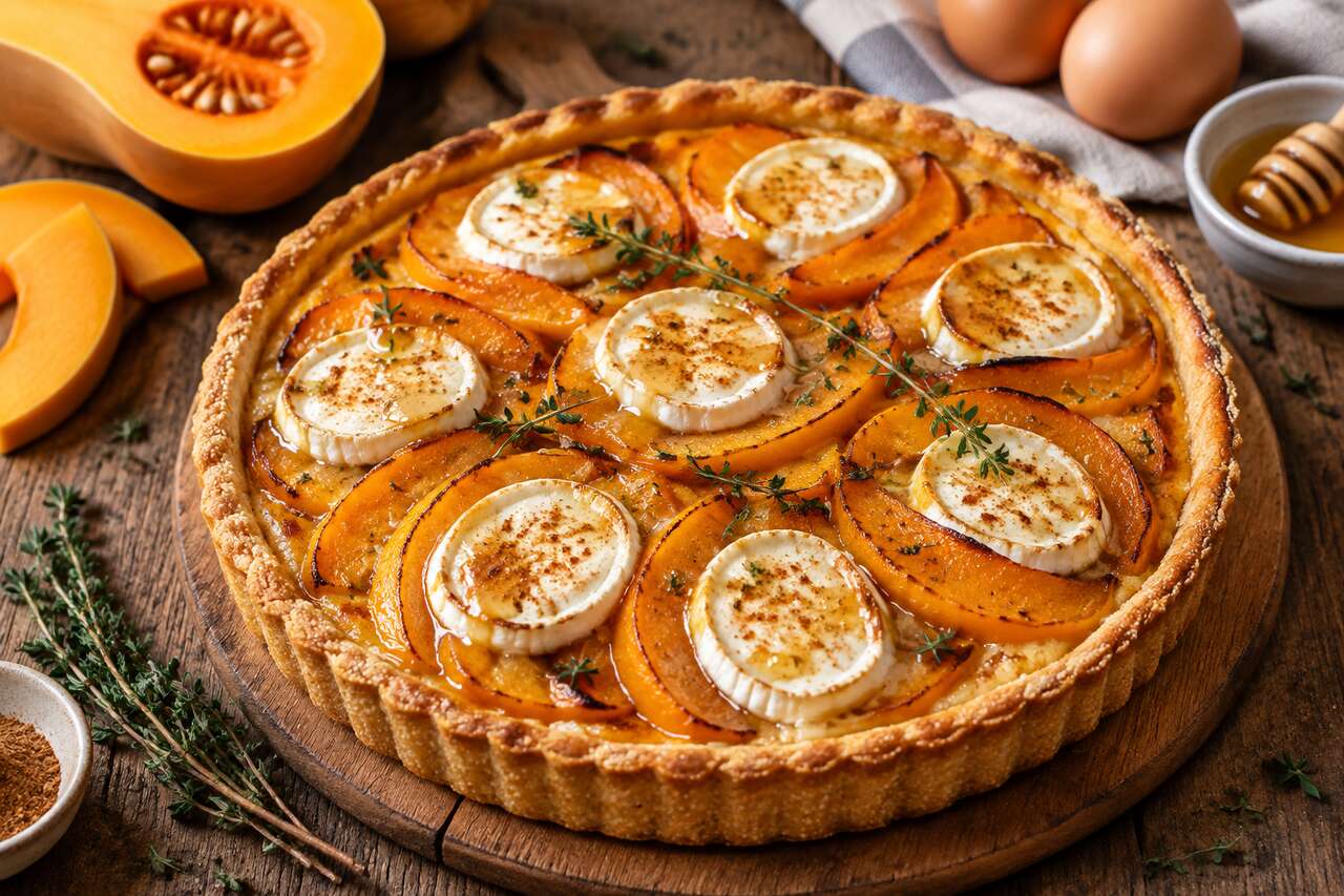 Recette de tarte au butternut et chèvre facile et gourmande
