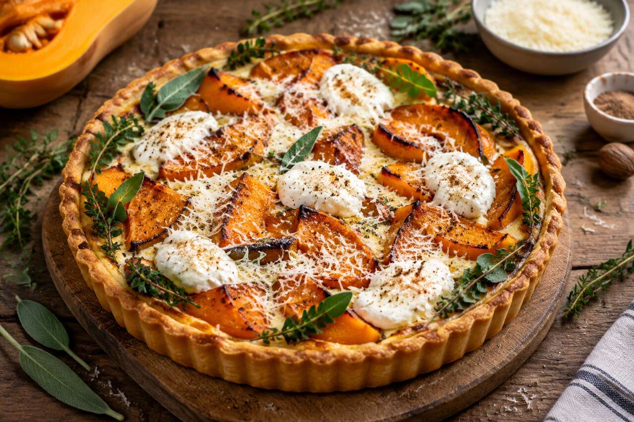 Recette de tarte à la courge et mascarpone