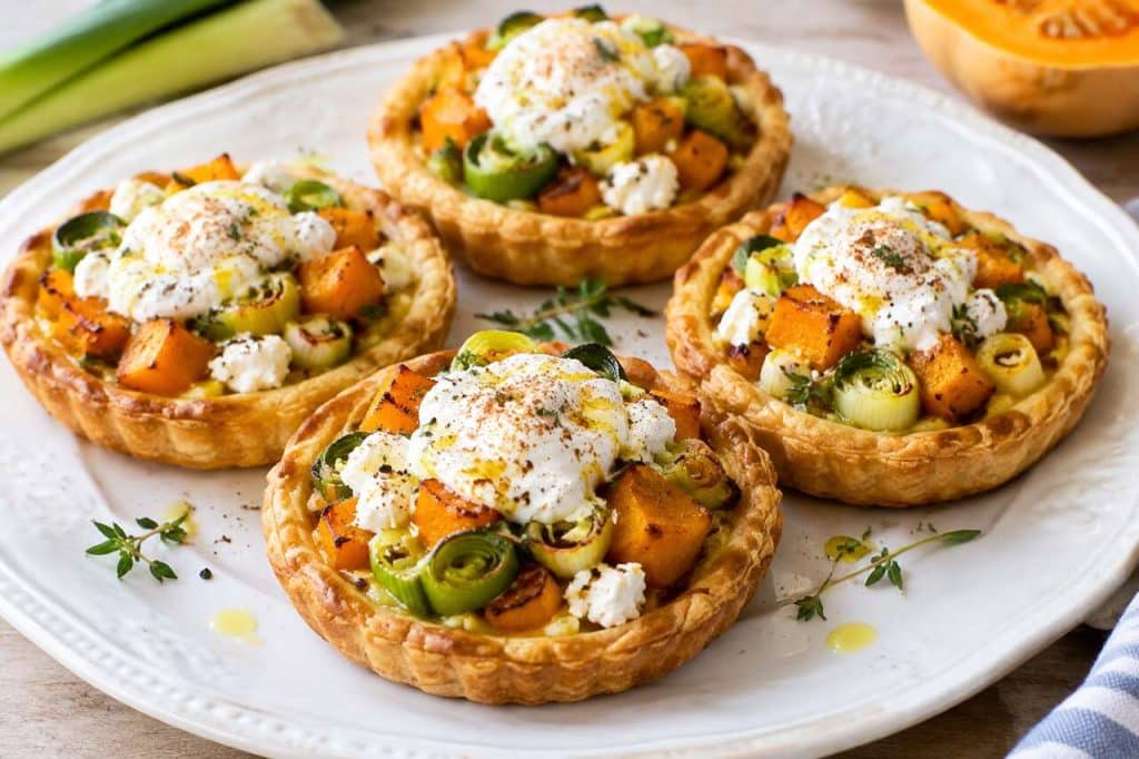 Recette de tartelettes au poireau et butternut