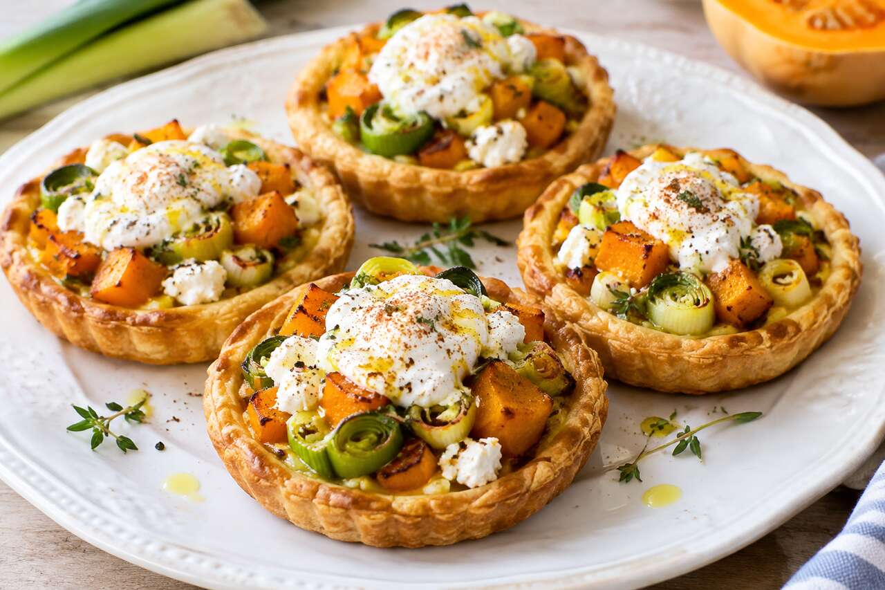 Recette de tartelettes au poireau et butternut