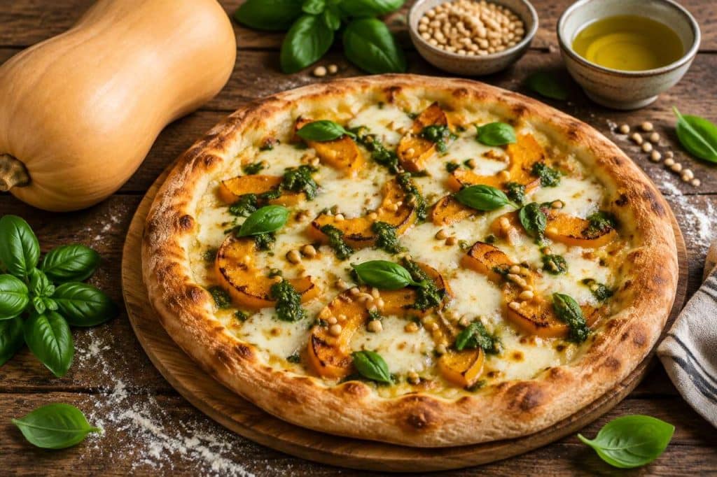 Pizza au butternut, mozzarella et pesto : la recette healthy et gourmande