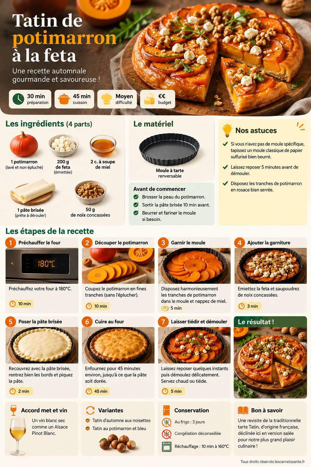 Fiche recette Tatin de potimarron &agrave; la feta : recette gourmande