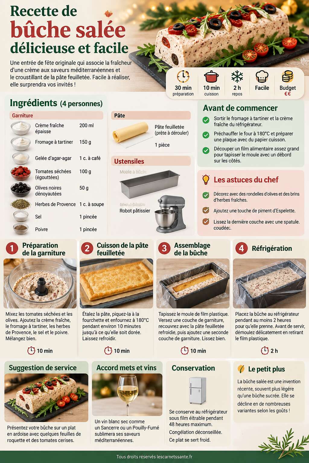 Fiche recette Recette de bûche salée délicieuse et facile Fiche recette Recette de bûche salée délicieuse et facile