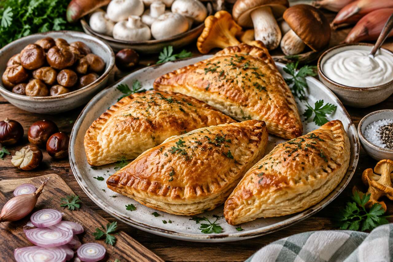 Recette de feuilleté aux châtaignes et champignons