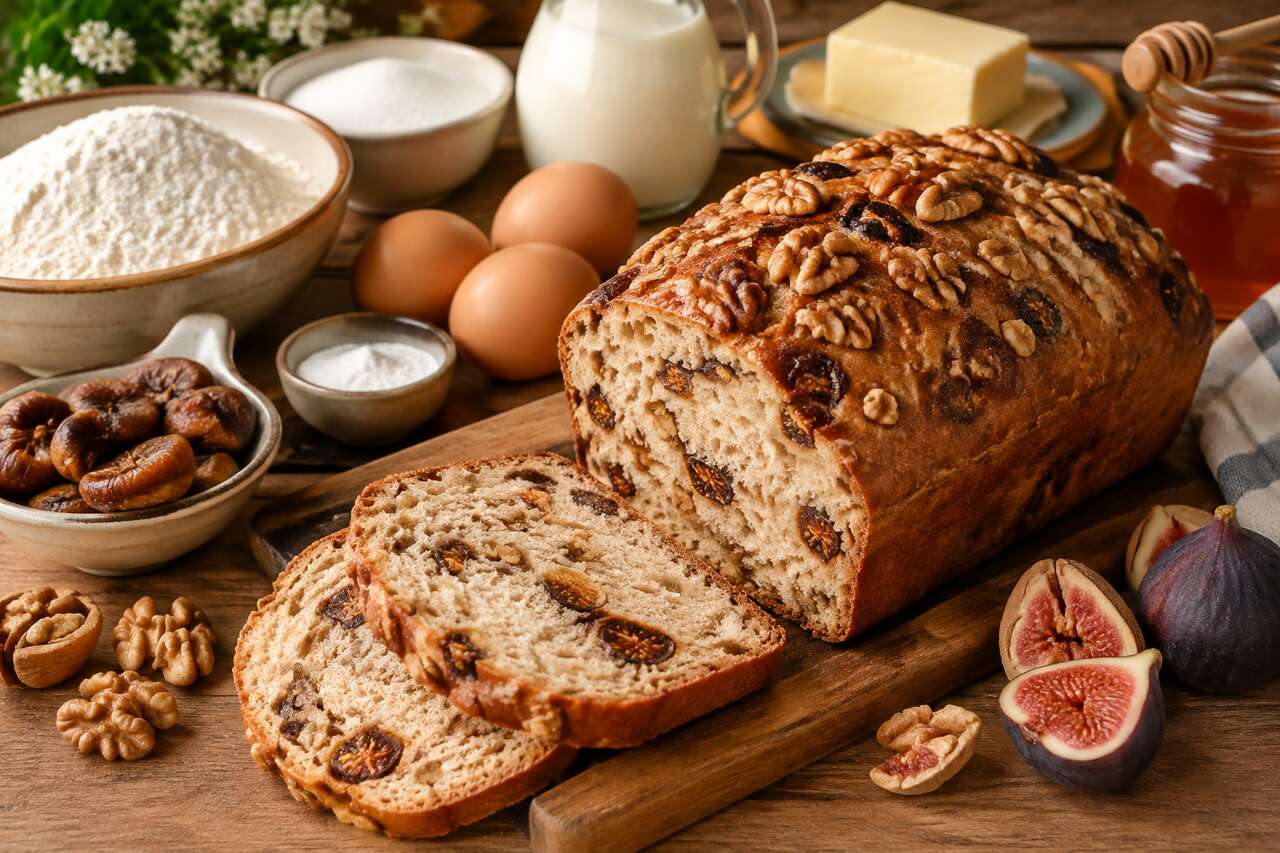Recette rapide de pain aux noix et figues