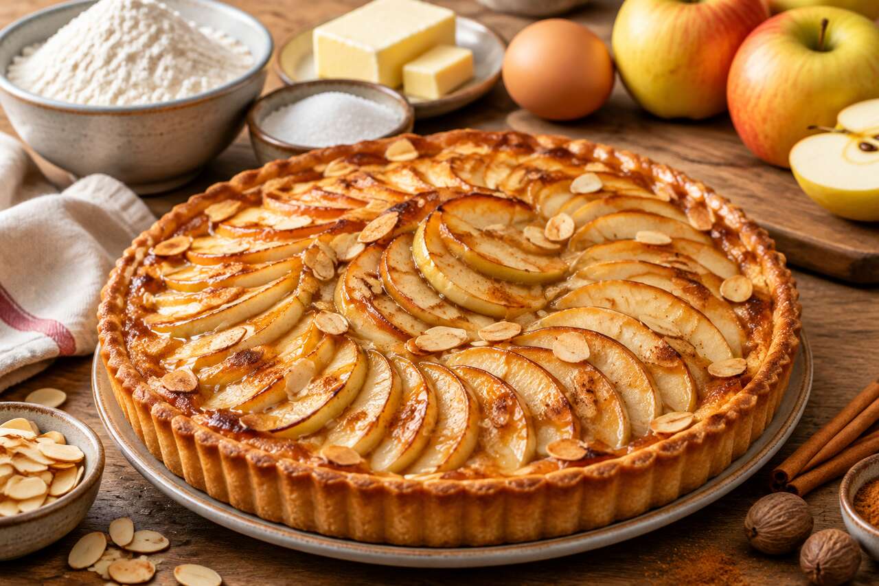 Recette de tarte aux pommes à la crème d'amande et aux épices