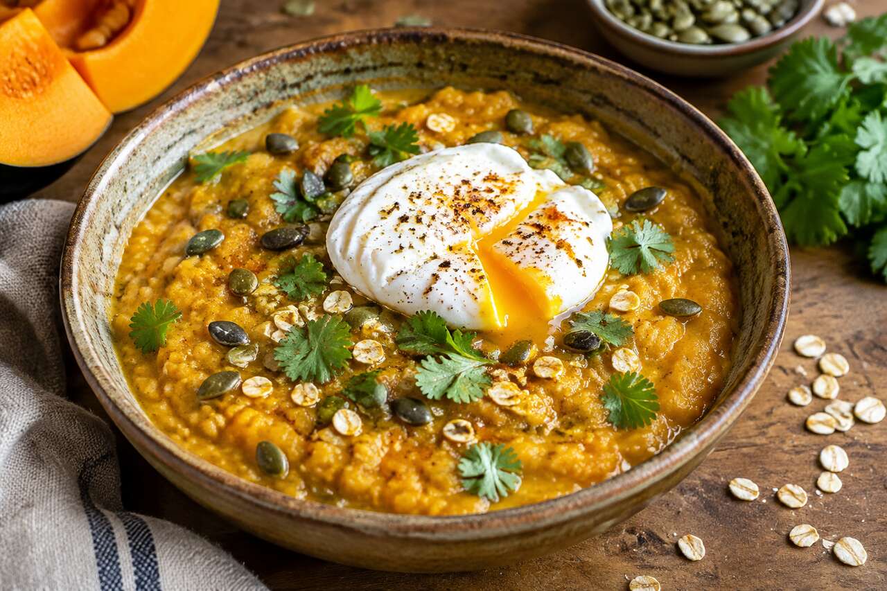 Recette de porridge salé au potiron et lentille corail