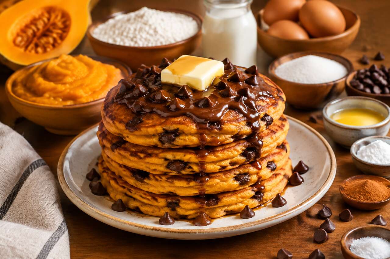 Recette de pancakes à la courge et au chocolat