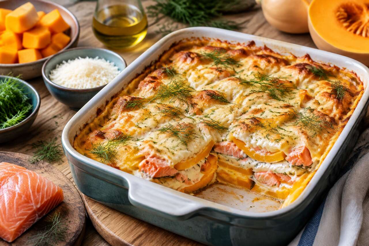Recette de lasagne de butternut au saumon frais