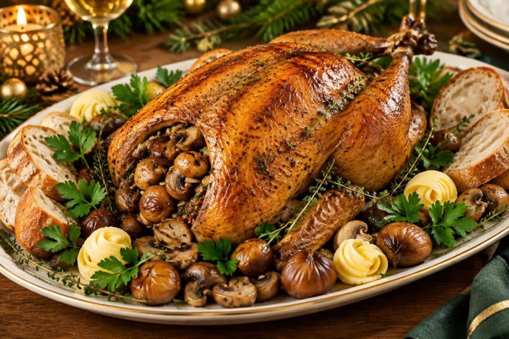 Recette de pintade farcie aux marrons et champignons