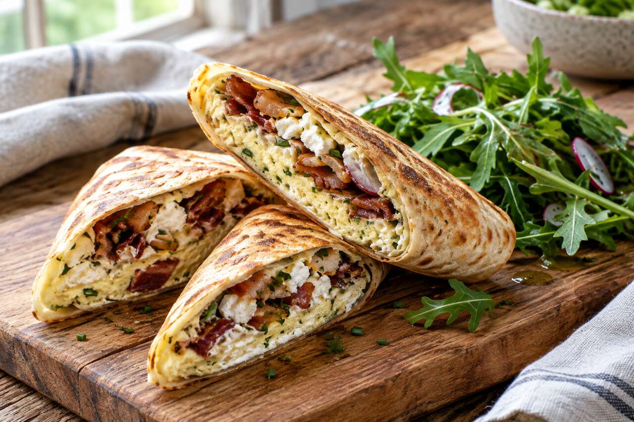 Recette du wrap quiche au chèvre et bacon grillé