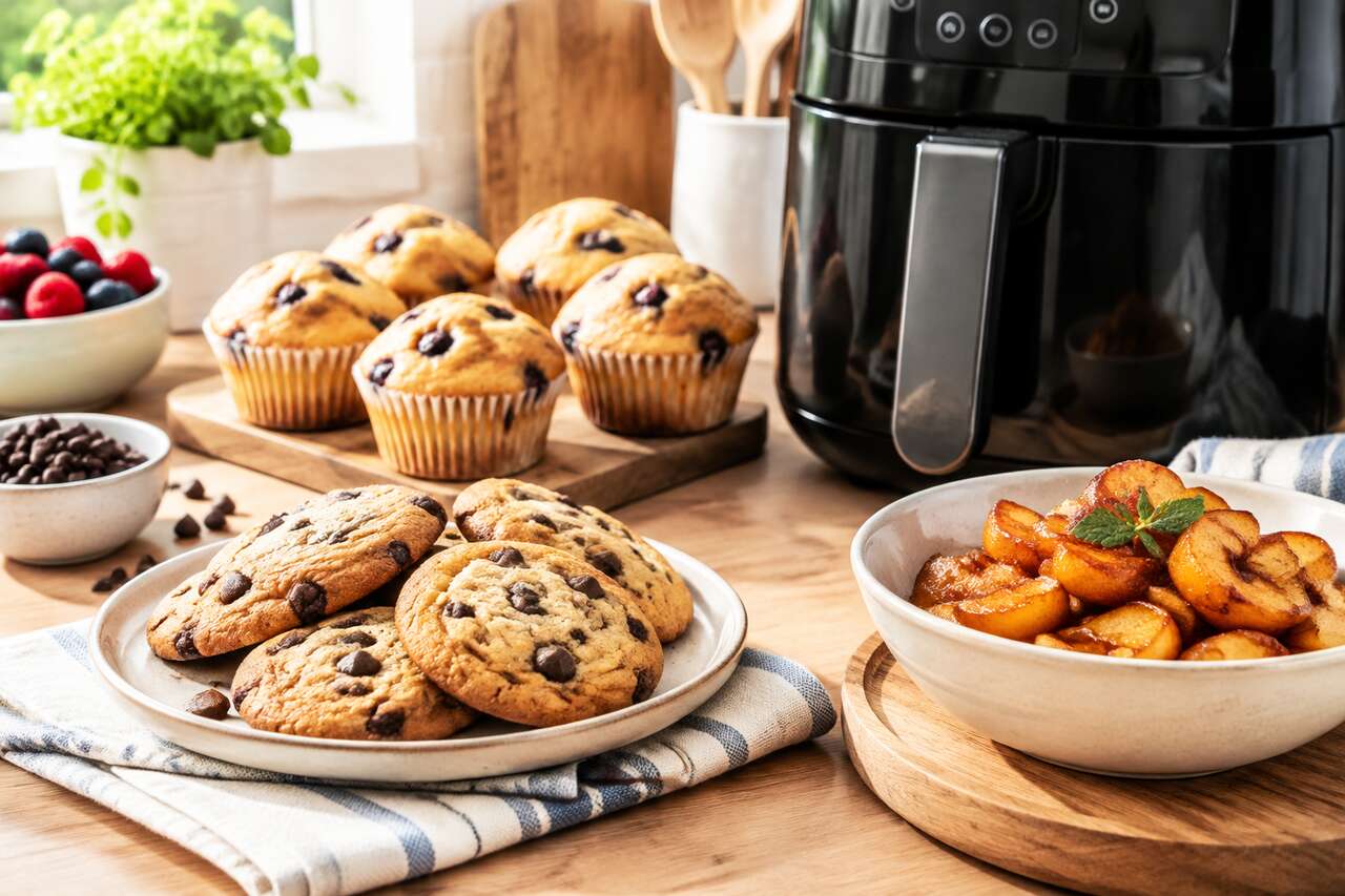 Sucr&eacute; au air fryer : cookies, muffins, fruits r&ocirc;tis et desserts minute