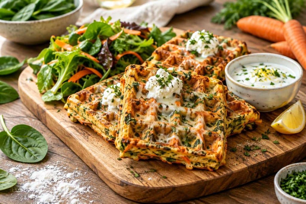 Recette de gaufres aux épinards et carottes