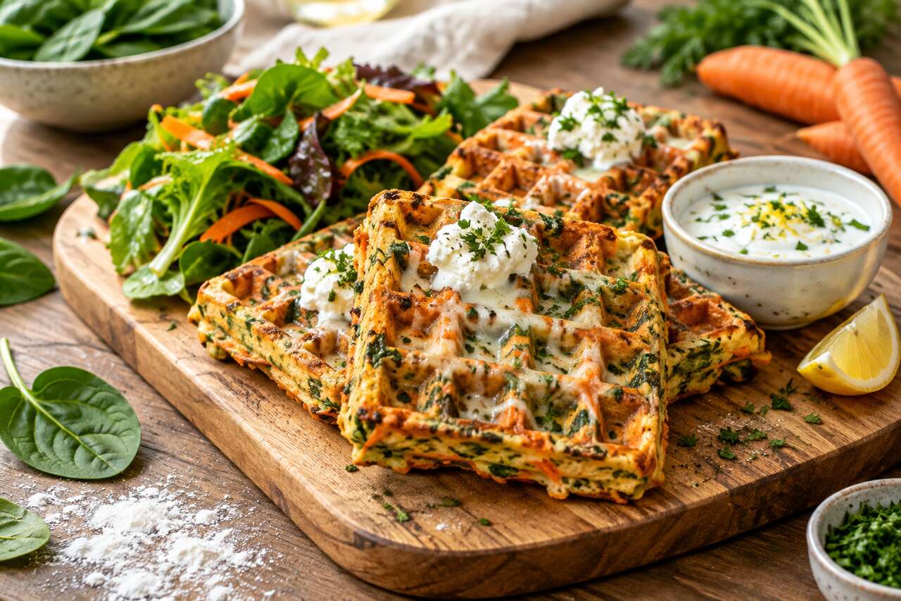 Recette de gaufres aux épinards et carottes
