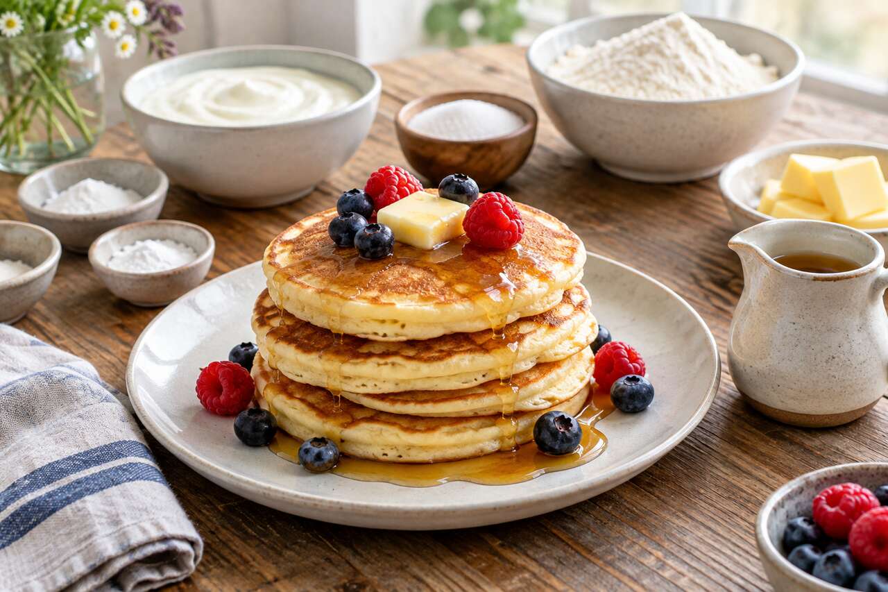 Recette de pancakes au yaourt : rapides et moelleux