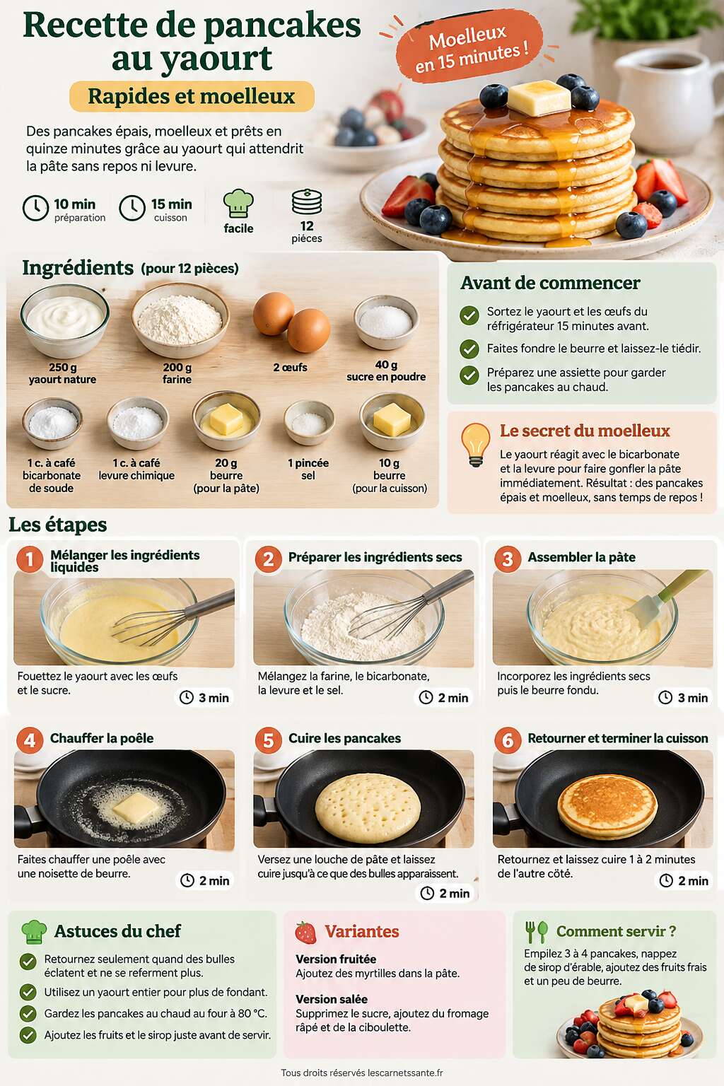Fiche recette Recette de pancakes au yaourt : rapides et moelleux